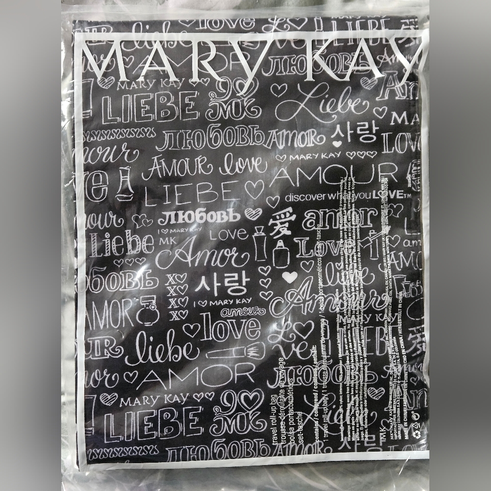 Mary Kay Black Cosmetic Pouch with White Love Script